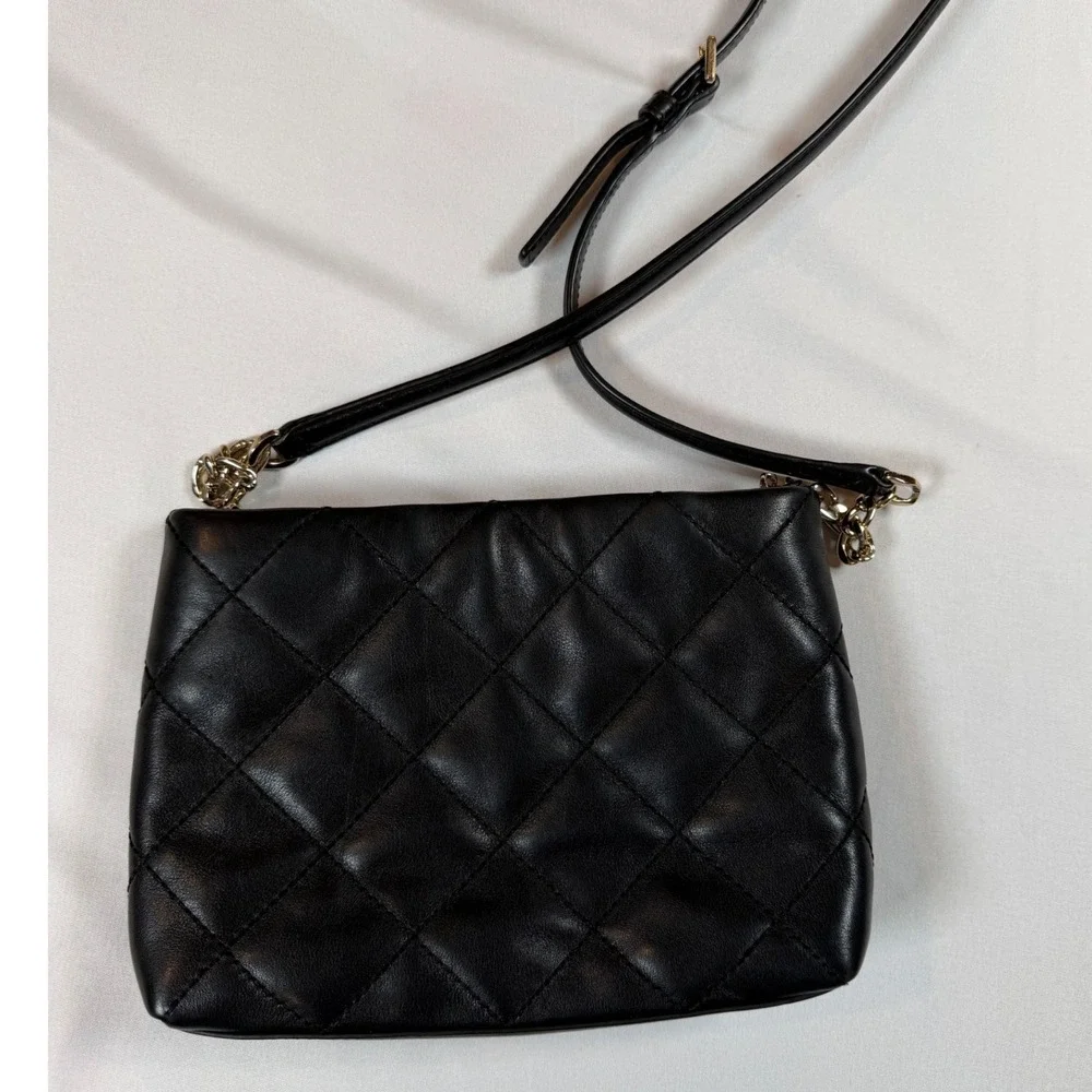 Kate Spade New York Emerson Place Black Quilted Leather Bag Gold Chain Strap